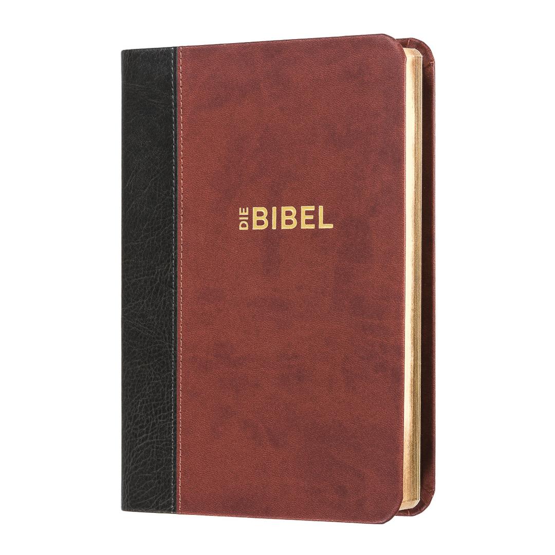 Schlachter 2000 Bibel - Taschenausgabe (Softcover, grau/braun, Goldschnitt)